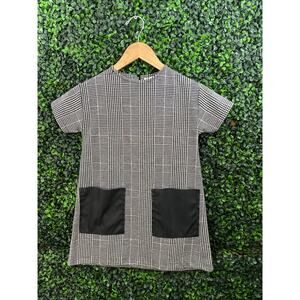 Zara, Herringbone Black and White Toddler Dress, Size 7